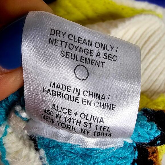 Alice+Olivia Zelda M? 3D Textured Bright Striped Pullover. Size Tag missing. - Picture 15 of 16